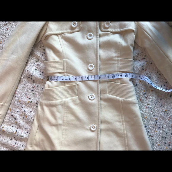 Mexx Cream Wool Pea Coat / Trench Coat - Picture 12 of 16